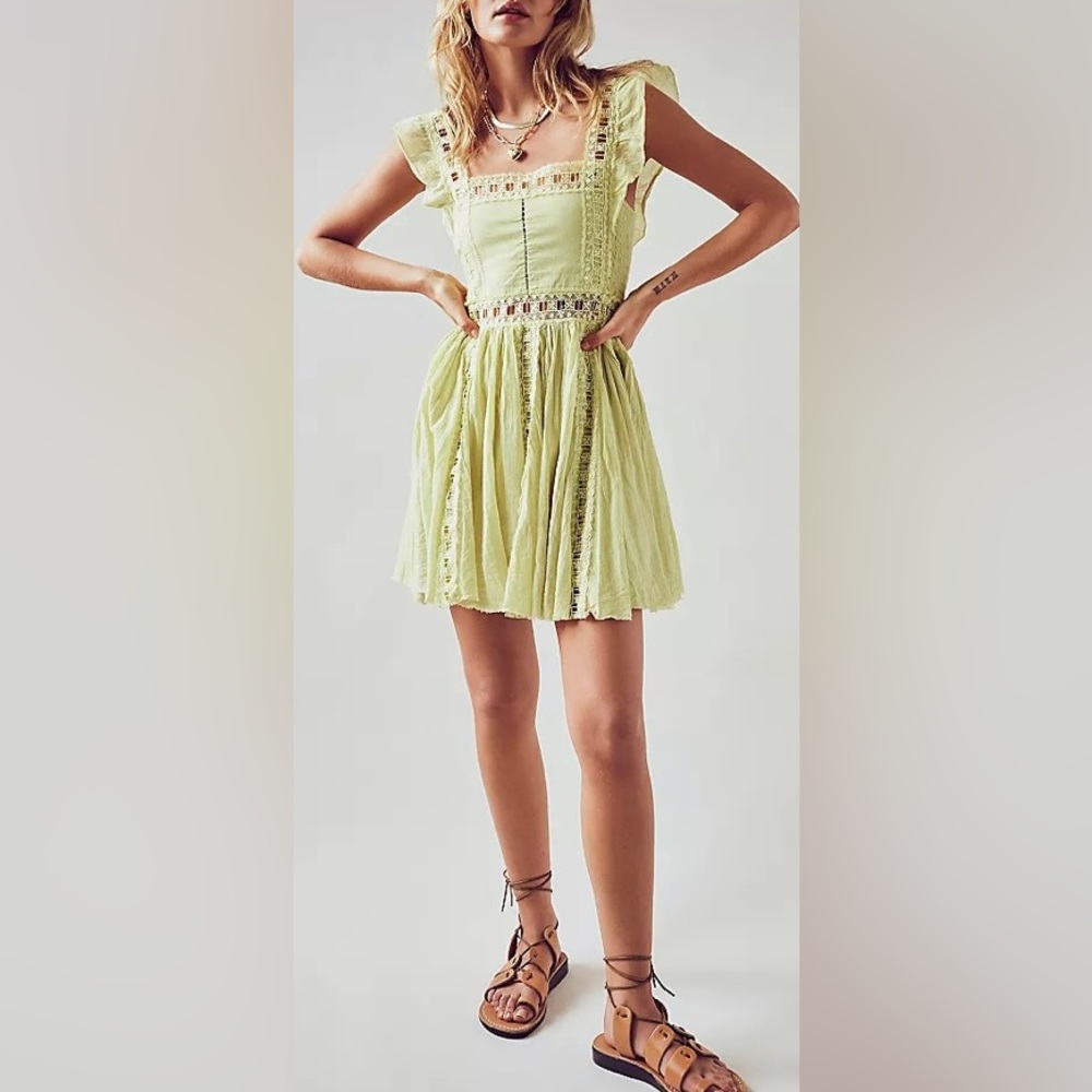 Free People One | Verona Dress Neon Yellow, SzS/P 🍍